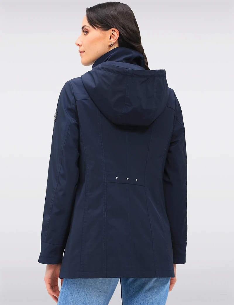 Vegan Breathe-Tech® Straight Cut Raincoat With Removable Hood by Saki