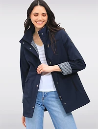 Vegan Breathe-Tech® Straight Cut Raincoat With Removable Hood by Saki