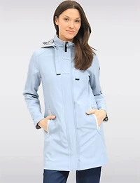 Lightweight Vegan Breathe-Tech® Versatile Raincoat With Plaid Detail by Saki
