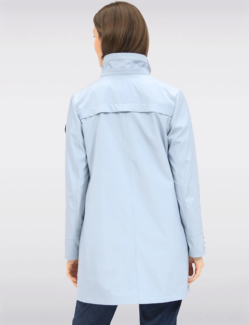Lightweight Vegan Breathe-Tech® Versatile Raincoat With Plaid Detail by Saki
