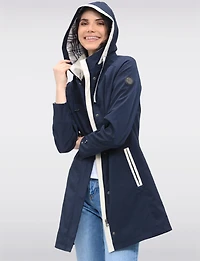 Lightweight Vegan Breathe-Tech® Versatile Raincoat With Plaid Detail by Saki
