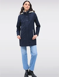 Lightweight Vegan Breathe-Tech® Versatile Raincoat With Plaid Detail by Saki