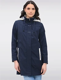 Lightweight Vegan Breathe-Tech® Versatile Raincoat With Plaid Detail by Saki