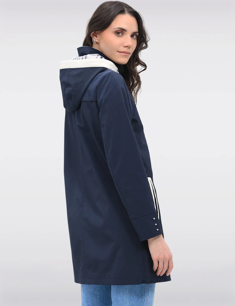 Lightweight Vegan Breathe-Tech® Versatile Raincoat With Plaid Detail by Saki