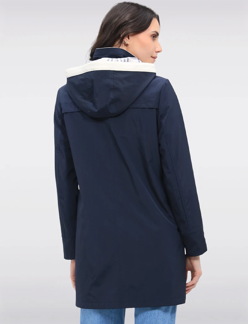 Lightweight Vegan Breathe-Tech® Versatile Raincoat With Plaid Detail by Saki