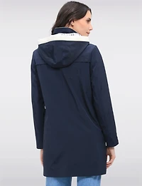 Lightweight Vegan Breathe-Tech® Versatile Raincoat With Plaid Detail by Saki