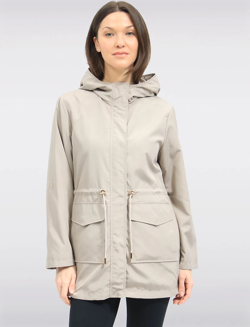 Chic Vegan Breathe-Tech®  Long Raincoat Parka with Hood by Saki