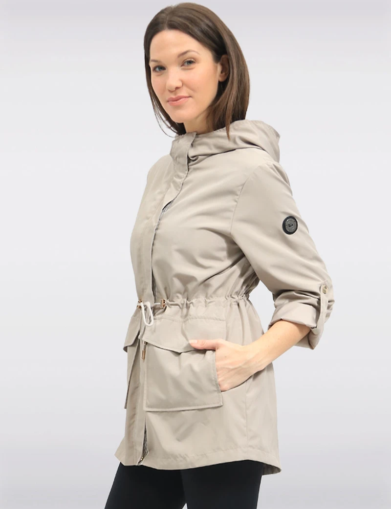 Chic Vegan Breathe-Tech®  Long Raincoat Parka with Hood by Saki