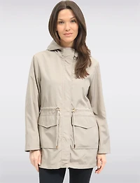 Chic Vegan Breathe-Tech®  Long Raincoat Parka with Hood by Saki