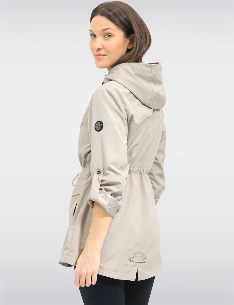 Chic Vegan Breathe-Tech®  Long Raincoat Parka with Hood by Saki