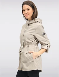 Chic Vegan Breathe-Tech®  Long Raincoat Parka with Hood by Saki