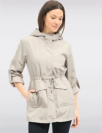Chic Vegan Breathe-Tech®  Long Raincoat Parka with Hood by Saki
