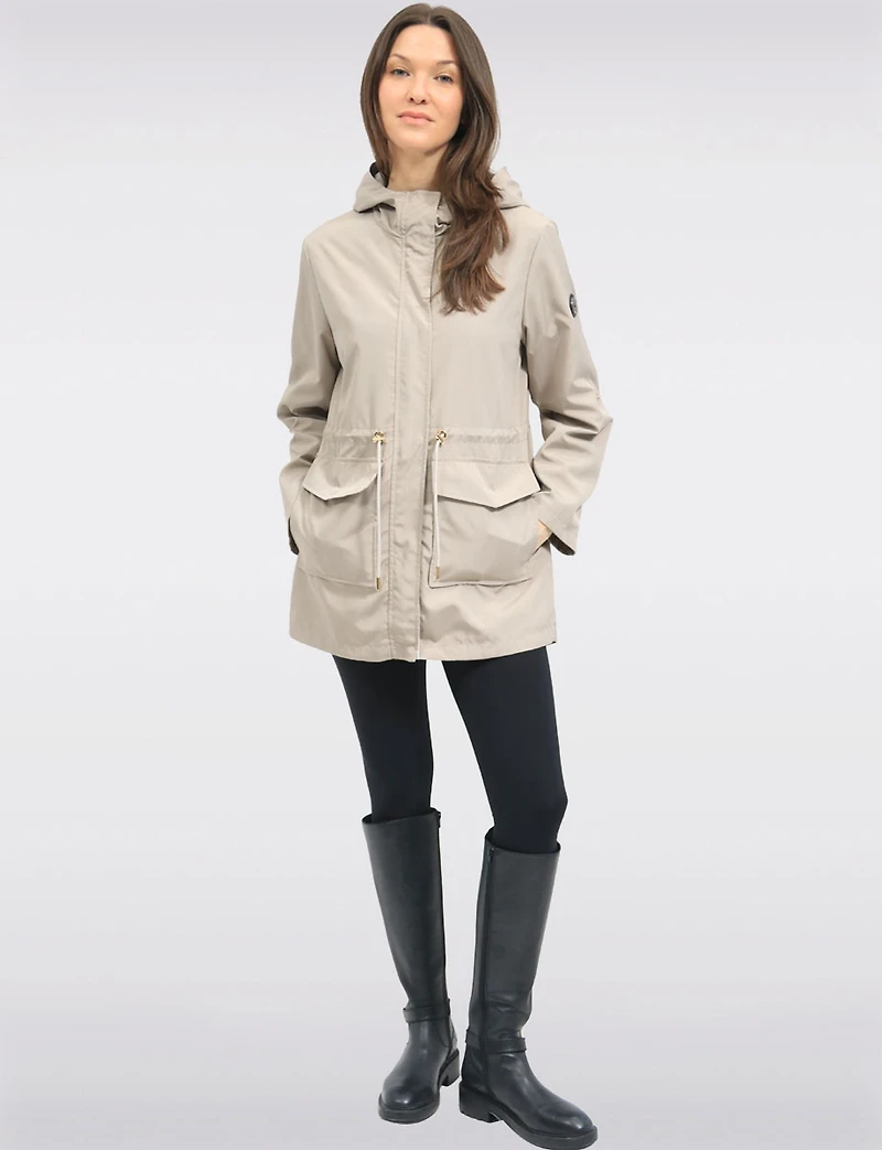 Chic Vegan Breathe-Tech®  Long Raincoat Parka with Hood by Saki