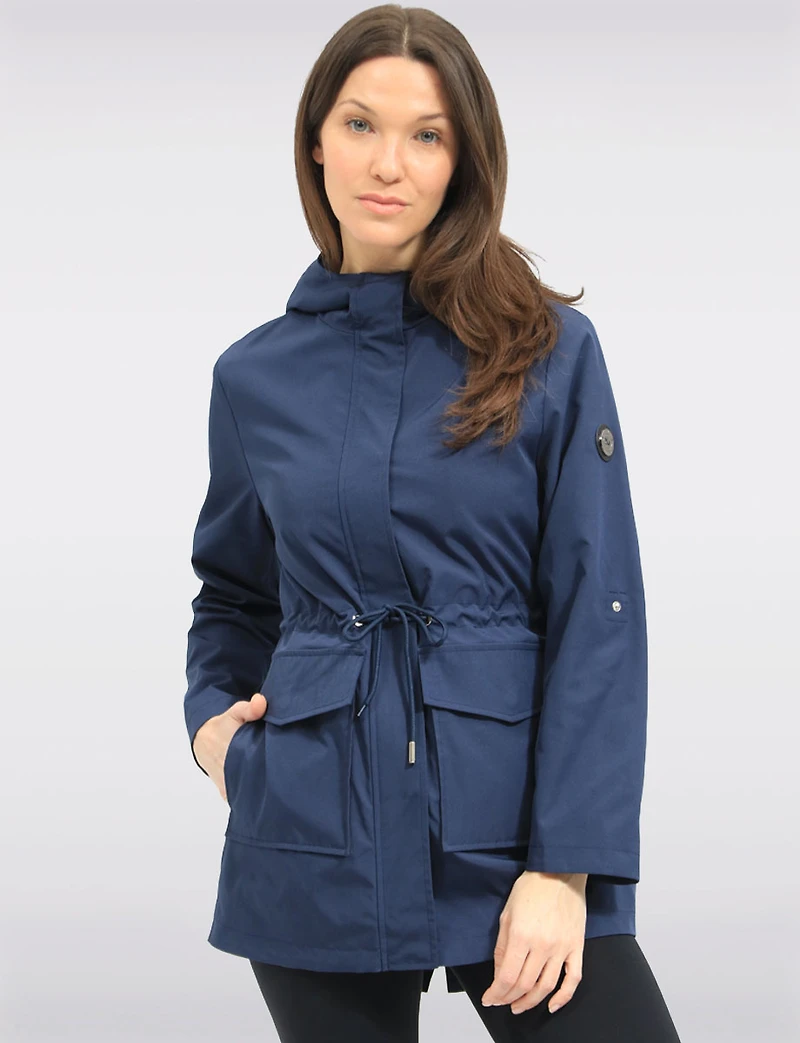 Chic Vegan Breathe-Tech®  Long Raincoat Parka with Hood by Saki
