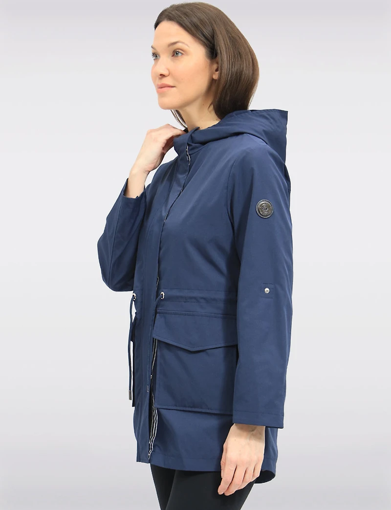 Chic Vegan Breathe-Tech®  Long Raincoat Parka with Hood by Saki