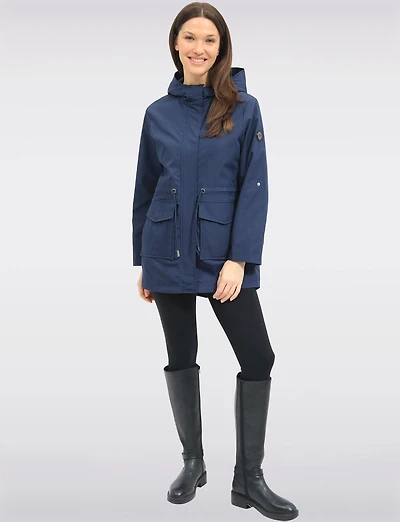 Chic Vegan Breathe-Tech®  Long Raincoat Parka with Hood by Saki