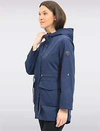 Chic Vegan Breathe-Tech®  Long Raincoat Parka with Hood by Saki