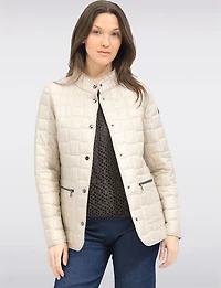 Lightweight Eco-Down Quilted Short Puffer Jacket with Zip-Front Pockets by Saki