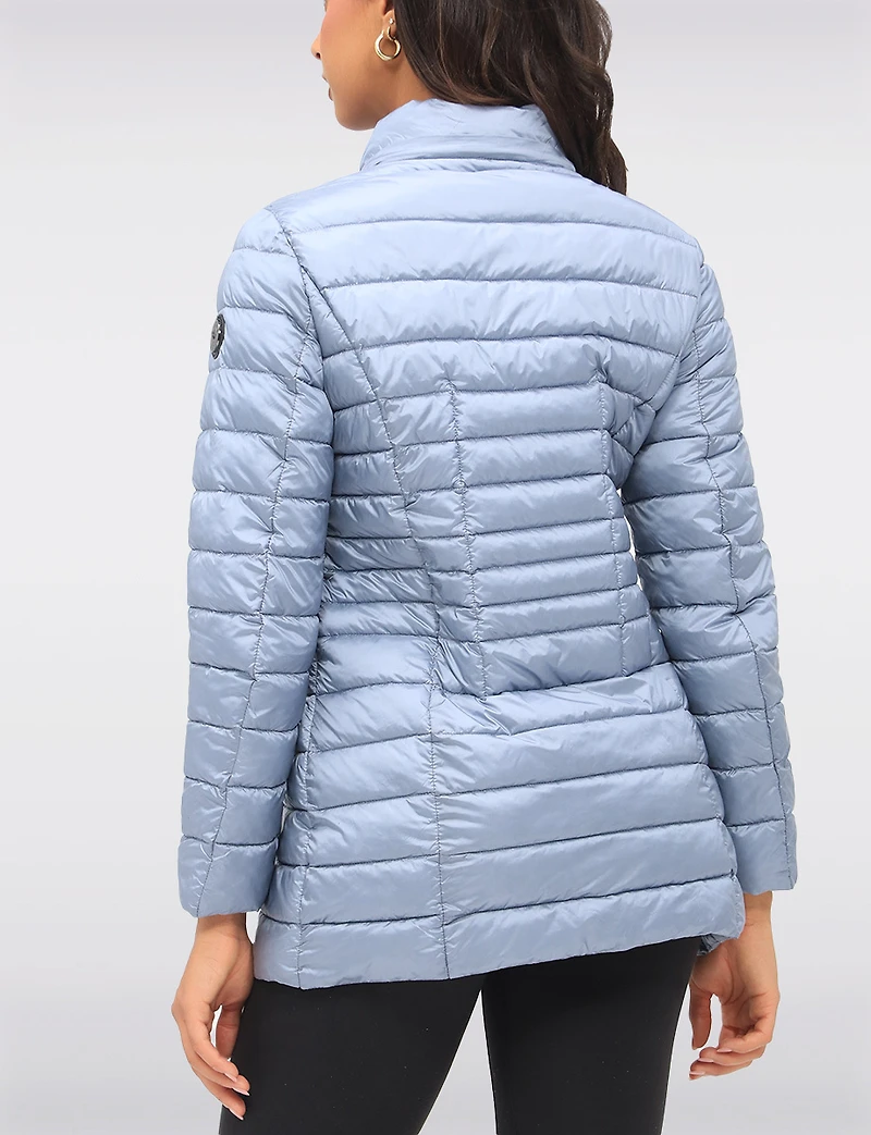 Lightweight Cornelia Vegan Quilted Long Puffer Jacket with Zip-Off Hood by Saki