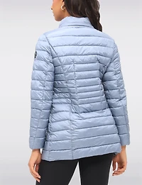 Lightweight Cornelia Vegan Quilted Long Puffer Jacket with Zip-Off Hood by Saki
