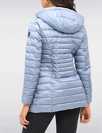 Lightweight Cornelia Vegan Quilted Long Puffer Jacket with Zip-Off Hood by Saki