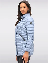 Lightweight Cornelia Vegan Quilted Long Puffer Jacket with Zip-Off Hood by Saki