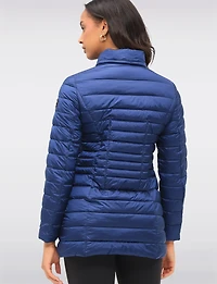 Lightweight Cornelia Vegan Quilted Long Puffer Jacket with Zip-Off Hood by Saki