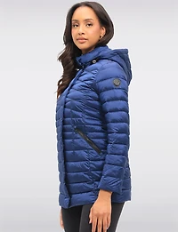 Lightweight Cornelia Vegan Quilted Long Puffer Jacket with Zip-Off Hood by Saki