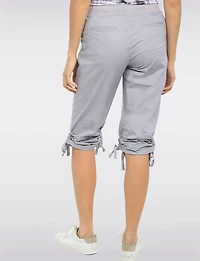 Cotton Pull-On Cargo Capri with Side Gathers & Drawstring Waist by Dash
