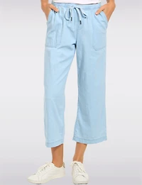 Wide-Leg Light Wash Cotton Pants with Drawstring Waist & Pockets by Dash