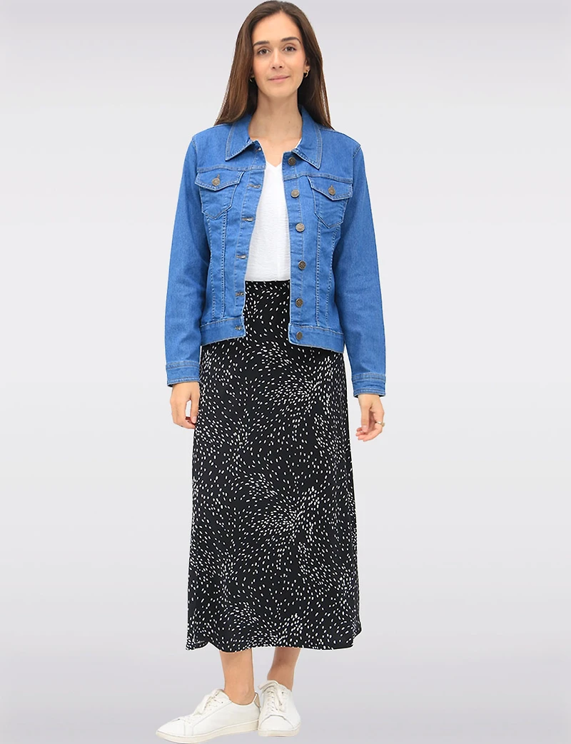 Classic Medium-Light Wash Cotton Denim Button-Front Jacket by Dash