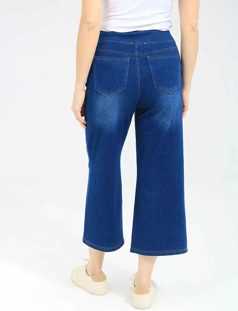 Flare Wide Leg Pull-On Crop Stretchy Capri Pants by Compli K