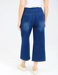 Flare Wide Leg Pull-On Crop Stretchy Capri Pants by Compli K