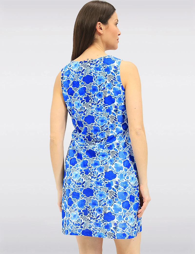 Sleeveless Floral Print Knee-Length Dress with Button Details by Tango Mango