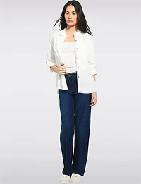 Tailored Linen Blend  Hi-Low Long-Sleeve Button-Down Airy Shirt by Julia Paradis