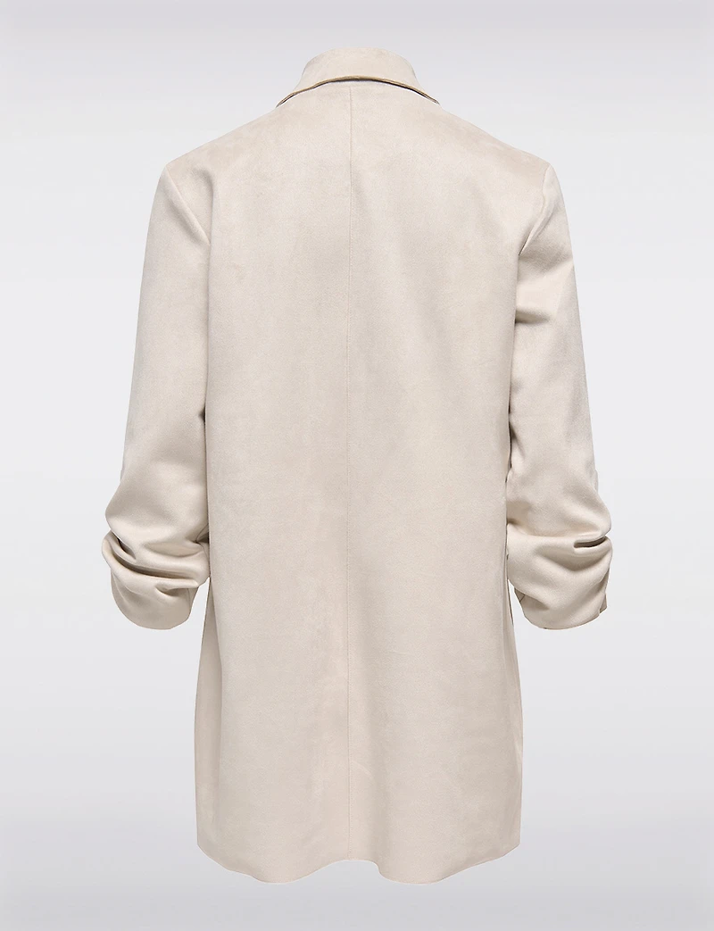 Luxurious Vegan Ultra-Soft Suede Long Coatigan with Adjustable Cuffs by Only