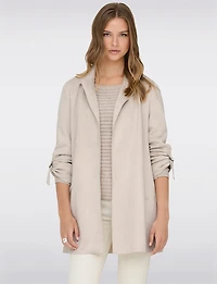 Luxurious Vegan Ultra-Soft Suede Long Coatigan with Adjustable Cuffs by Only