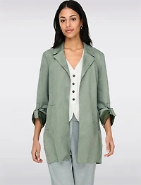 Luxurious Vegan Ultra-Soft Suede Long Coatigan with Adjustable Cuffs by Only