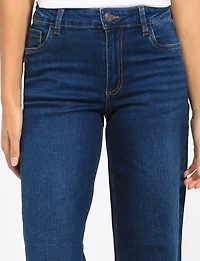 Classic High-Rise Wide-Leg Dark Wash Stretch Jeans by Suko