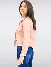Classic Cropped Stretch Coloured Denim Jacket with Lined Cuffs by Suko Jeans