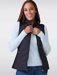 High Collar Hybrid Quilted Vest - Slim Short Fit with Pockets by Free Country