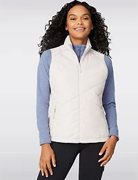 High Collar Hybrid Quilted Vest - Slim Short Fit with Pockets by Free Country