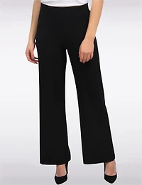 Black High-Rise Loose Fit Wide-Leg Stretch Palazzo Pants by Perle