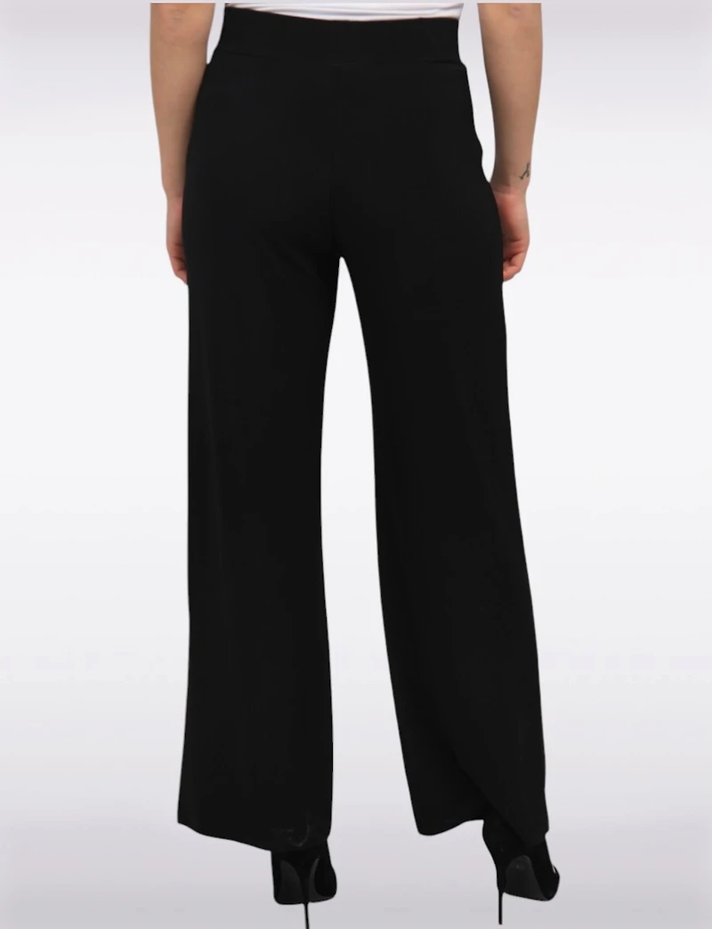 Black High-Rise Loose Fit Wide-Leg Stretch Palazzo Pants by Perle