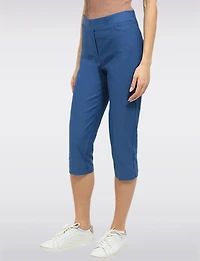 High Rise Pull-On Capris with Two Front Square Pockets by Perle