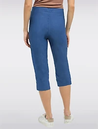 High Rise Pull-On Capris with Two Front Square Pockets by Perle