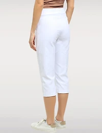 High Rise Pull-On Capris with Two Front Square Pockets by Perle