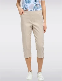 High Rise Pull-On Capris with Two Front Square Pockets by Perle