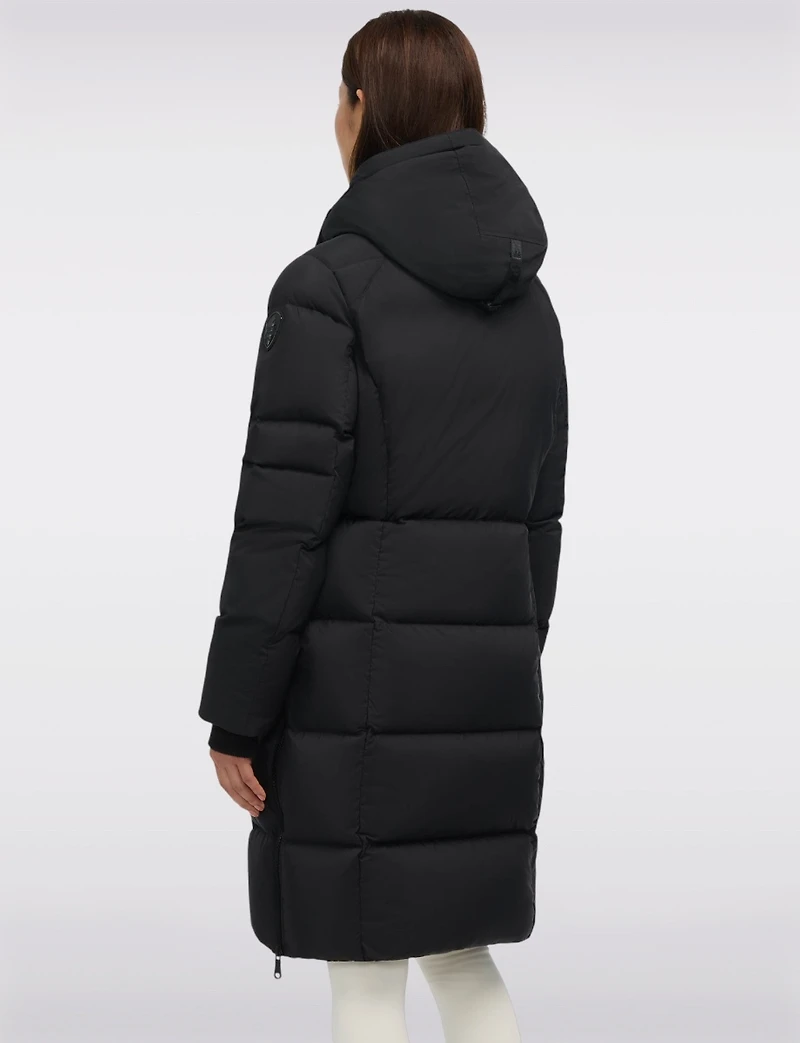 Sleek Slim Fit Quilted Long Puffer Coat with Detachable Hood by Pajar