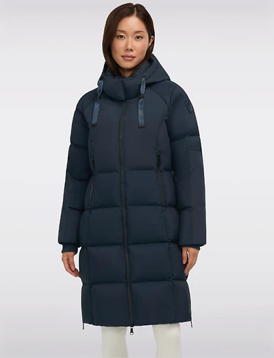 Sleek Slim Fit Quilted Long Puffer Coat with Detachable Hood by Pajar